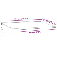 Produktbild för Markis automatiskt infällbar 500x300 cm brun