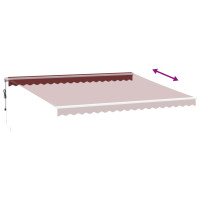 Produktbild för Markis automatiskt infällbar med LED vinröd 450x350 cm