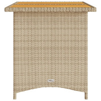 Produktbild för Trädgårdsbord med träskiva beige 110x68x70 cm konstrotting