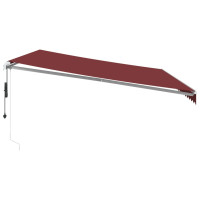 Produktbild för Markis automatiskt infällbar vinröd 500x350 cm