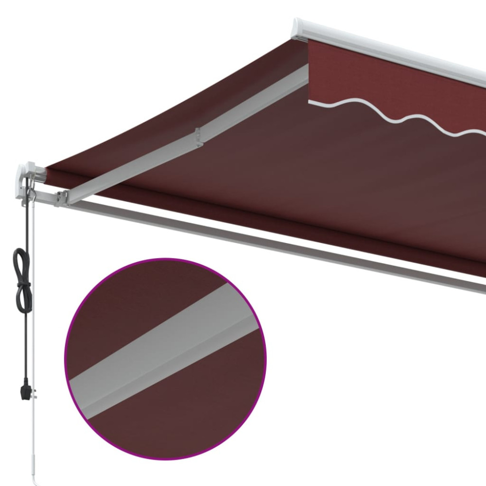 Produktbild för Markis automatiskt infällbar vinröd 500x350 cm