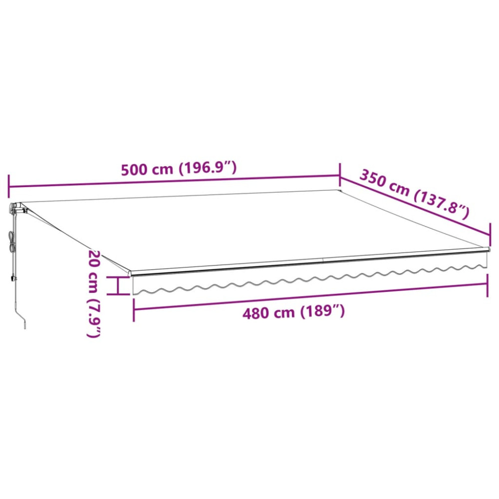 Produktbild för Markis automatiskt infällbar vinröd 500x350 cm