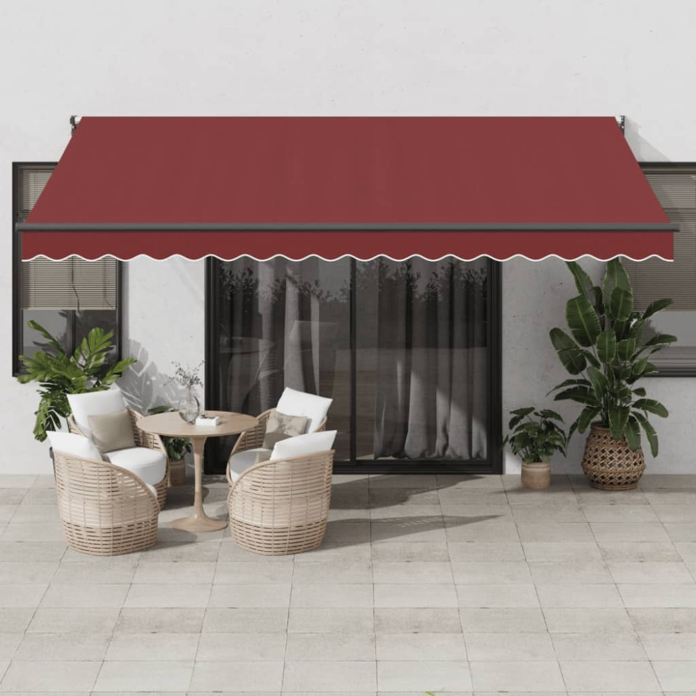 Produktbild för Markis manuellt infällbar vinröd 450x300 cm