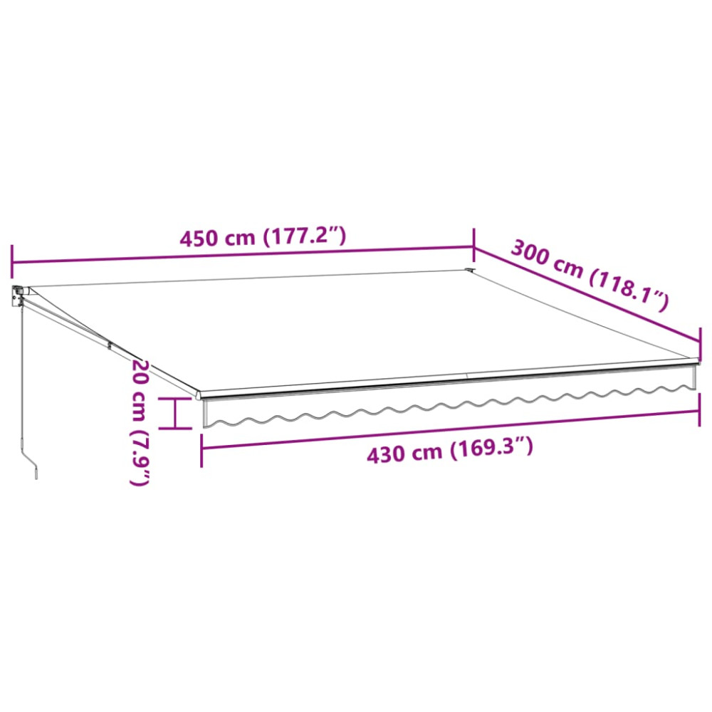 Produktbild för Markis manuellt infällbar vinröd 450x300 cm