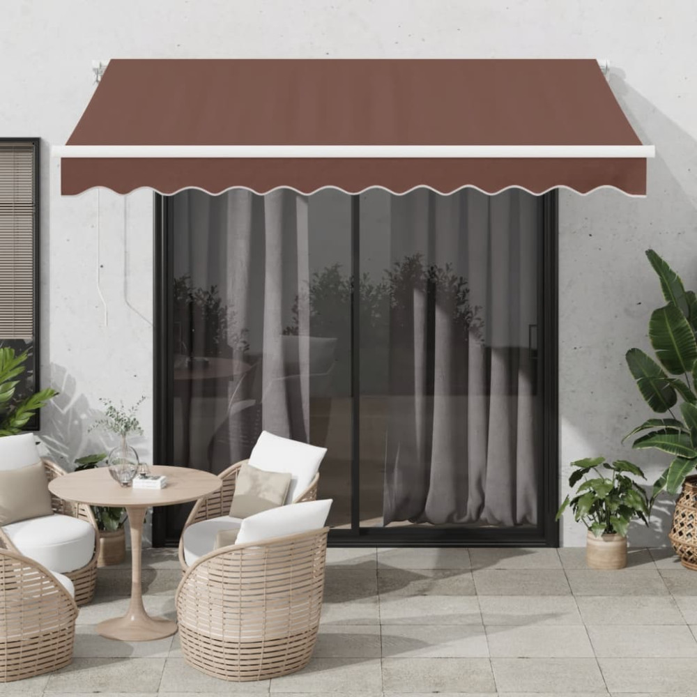 Produktbild för Markis manuellt infällbar med LEDs brun 300x250 cm