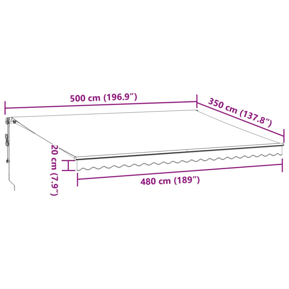 Produktbild för Markis automatiskt infällbar brun 500x350 cm