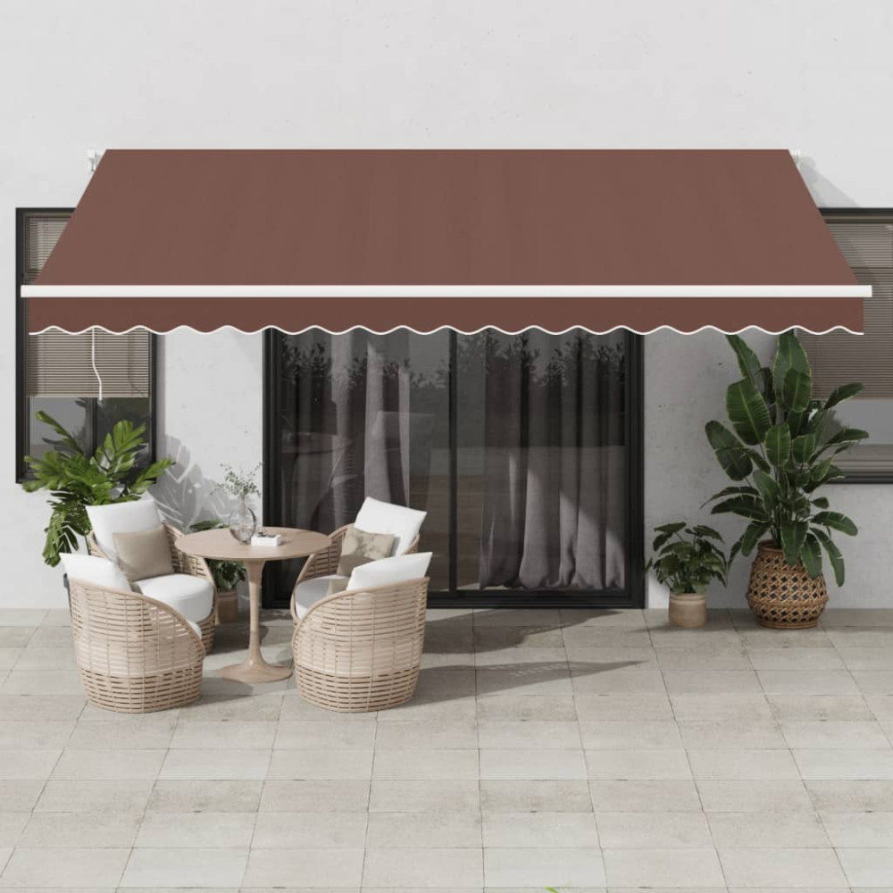 Produktbild för Markis manuellt infällbar med LEDs 450x300 cm brun