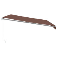 Produktbild för Markis manuellt infällbar med LEDs 450x300 cm brun
