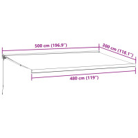 Produktbild för Markis manuellt infällbar 500x300 cm brun