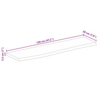 Produktbild för Bordsskiva 120x20x2,5 cm levande kant massivt mangoträ