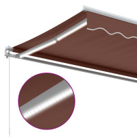 Produktbild för Markis manuellt infällbar med LED brun 400x350 cm