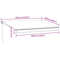 Produktbild för Markis manuellt infällbar 350x250 cm brun