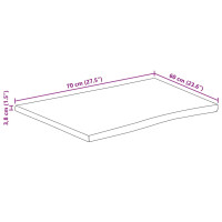 Produktbild för Bordsskiva 70x60x3,8 cm levande kant massivt mangoträ