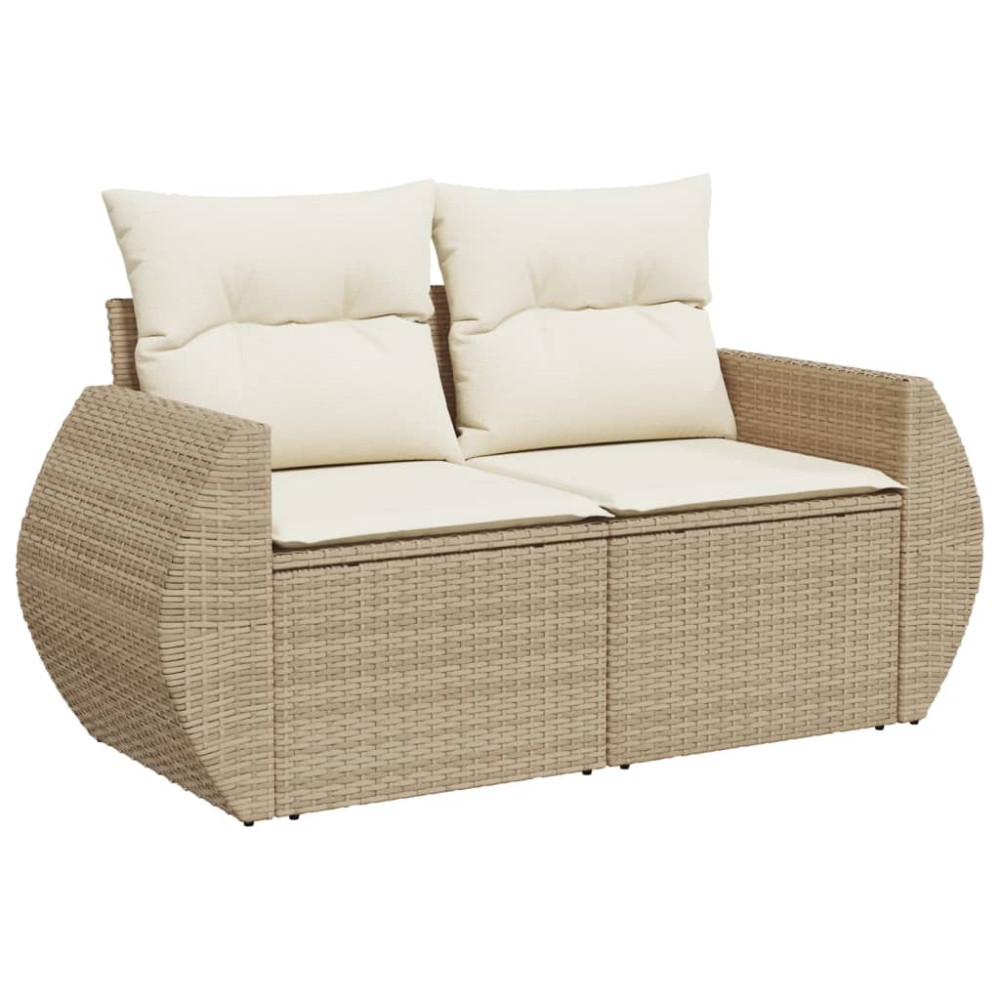 Produktbild för Soffgrupp för trädgården med dynor 5 delar beige konstrotting