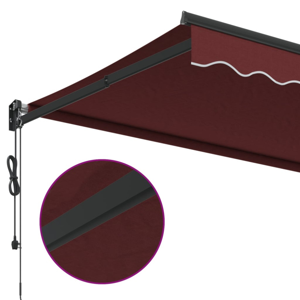 Produktbild för Markis automatiskt infällbar vinröd 300x250 cm
