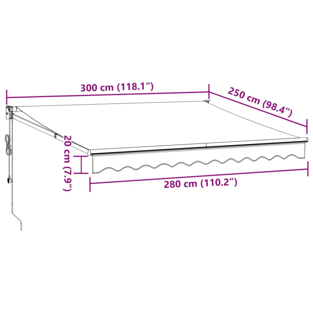 Produktbild för Markis automatiskt infällbar vinröd 300x250 cm