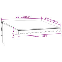 Produktbild för Markis automatiskt infällbar vinröd 300x250 cm