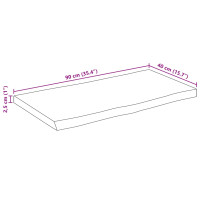 Produktbild för Bordsskiva 90x40x2,5 cm levande kant massivt mangoträ