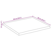 Produktbild för Bordsskiva 60x60x2,5 cm levande kant massivt mangoträ