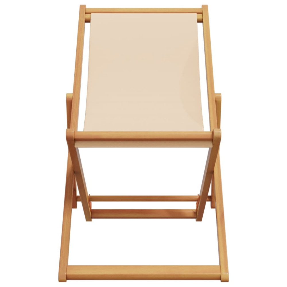 Produktbild för Hopfällbara solstolar 2 st beige tyg och massivt trä