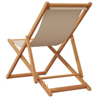Produktbild för Hopfällbara solstolar 2 st beige tyg och massivt trä