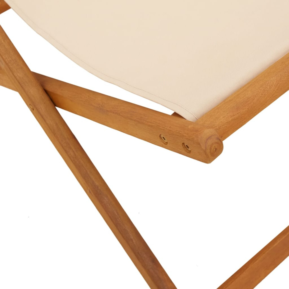 Produktbild för Hopfällbara solstolar 2 st beige tyg och massivt trä