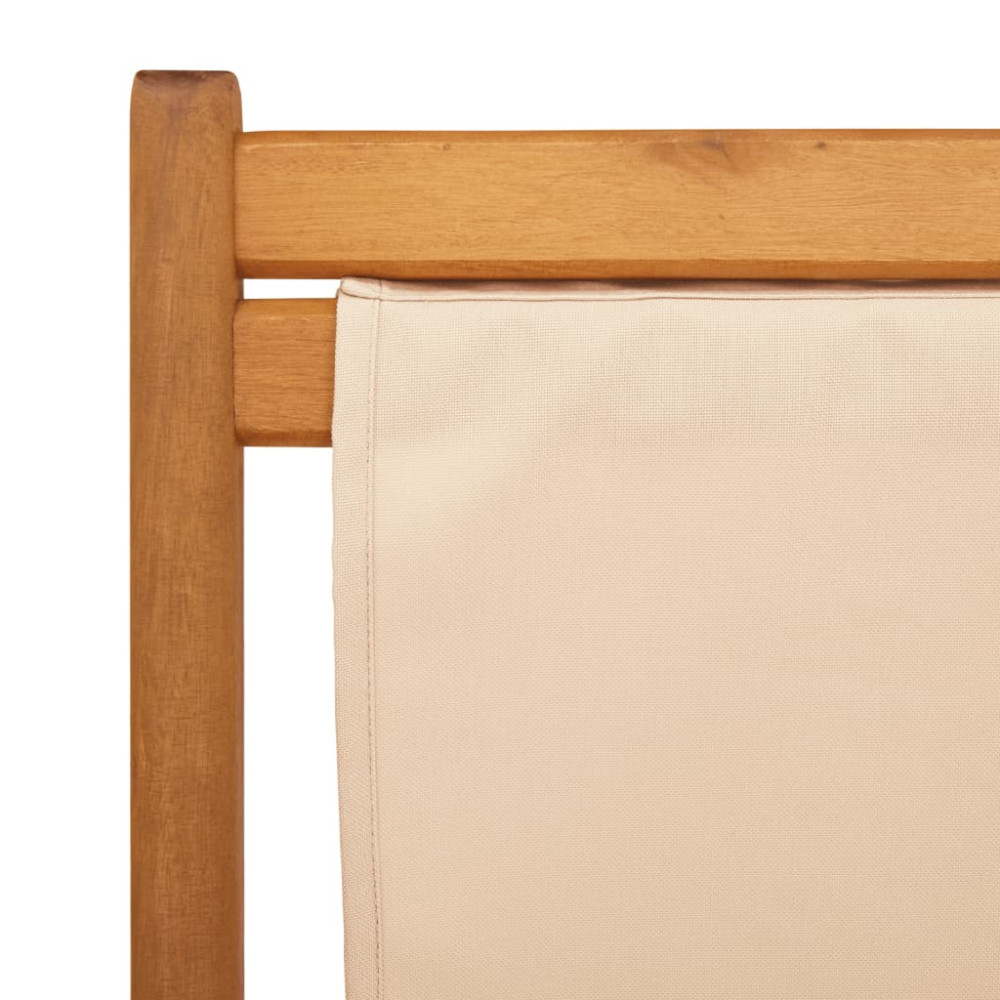 Produktbild för Hopfällbara solstolar 2 st beige tyg och massivt trä