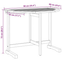 Produktbild för Hopfällbart balkongbord 90x60x72 cm massivt akaciaträ