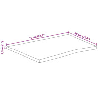 Produktbild för Bordsskiva 70x60x2,5 cm levande kant massivt mangoträ