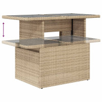 Produktbild för Matgrupp för trädgården med dynor 7 delar beige konstrotting