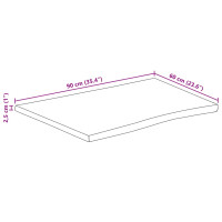 Produktbild för Bordsskiva 90x60x2,5 cm levande kant massivt mangoträ