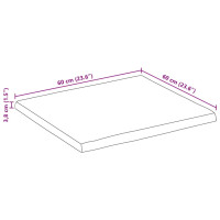 Produktbild för Bordsskiva 60x60x3,8 cm levande kant massivt mangoträ