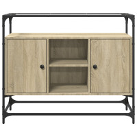 Produktbild för Skänk med glasskiva sonoma-ek 98x35x81 cm konstruerat trä