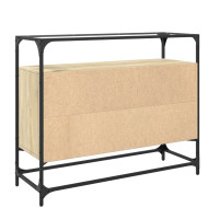 Produktbild för Skänk med glasskiva sonoma-ek 98x35x81 cm konstruerat trä