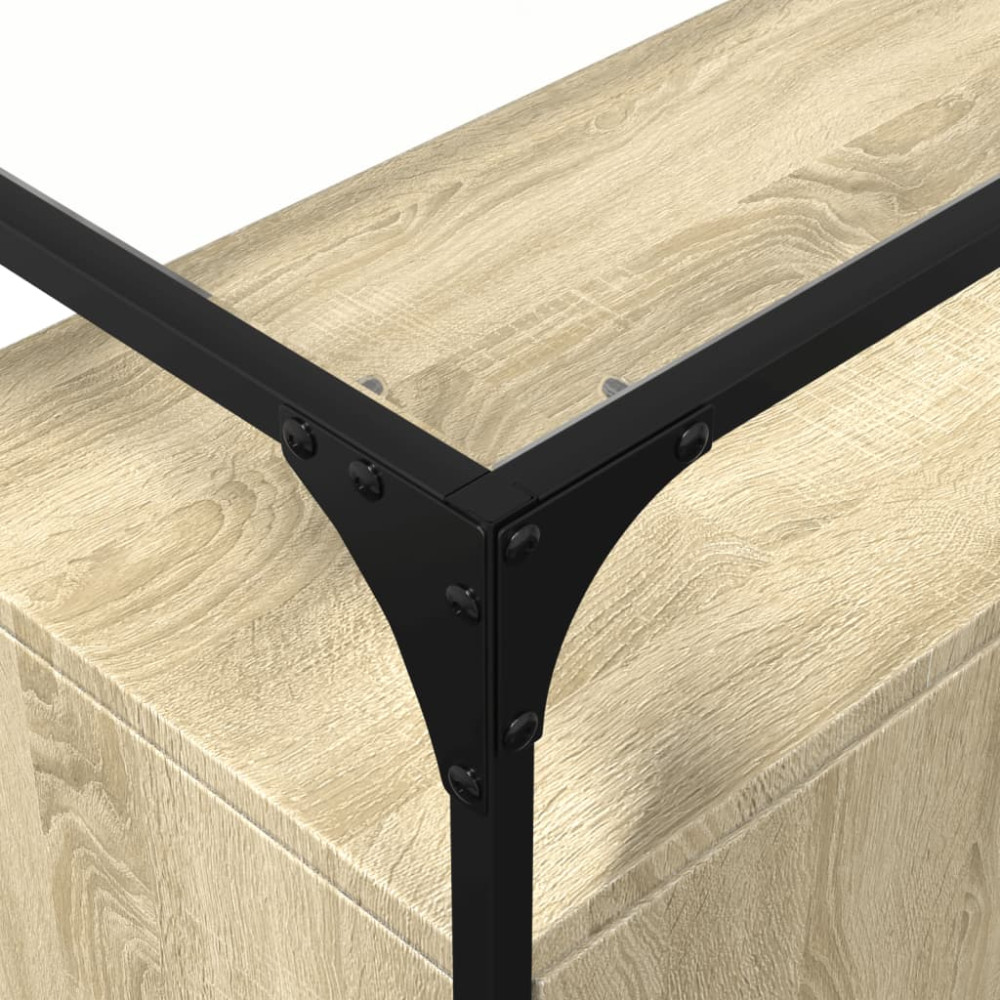 Produktbild för Skänk med glasskiva sonoma-ek 98x35x81 cm konstruerat trä