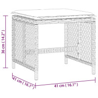 Produktbild för Trädgårdspallar med dynor 4 st grå 41x41x36 cm konstrotting