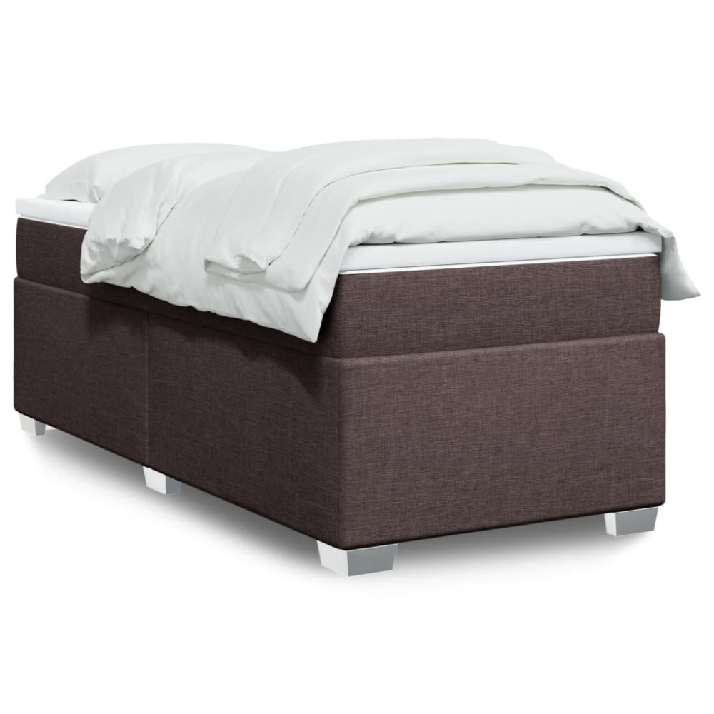 Produktbild för Ramsäng med madrass mörkbrun 90x190 cm tyg