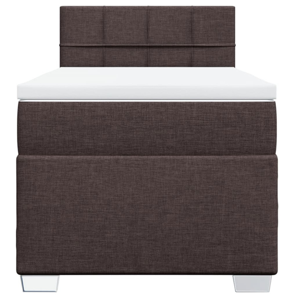 Produktbild för Ramsäng med madrass mörkbrun 90x200 cm tyg