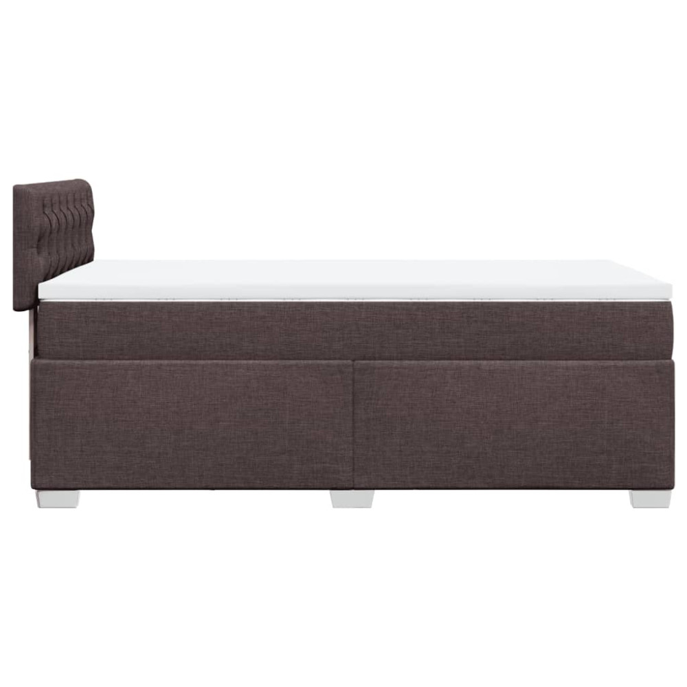 Produktbild för Ramsäng med madrass mörkbrun 90x200 cm tyg