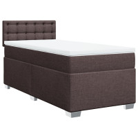 Produktbild för Ramsäng med madrass mörkbrun 90x190 cm tyg