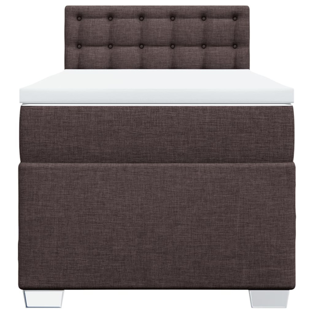 Produktbild för Ramsäng med madrass mörkbrun 90x200 cm tyg