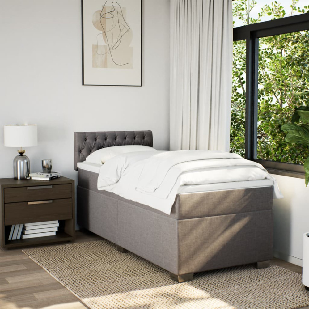 Produktbild för Ramsäng med madrass taupe 100x200 cm tyg