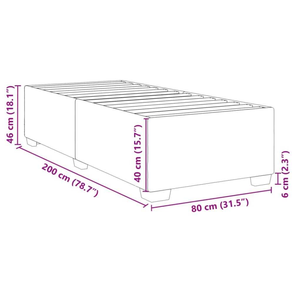 Produktbild för Sängram utan madrass mörkbrun 80x200 cm tyg
