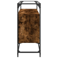Produktbild för Skänk med glasskiva rökfärgad ek 98x35x81 cm konstruerat trä