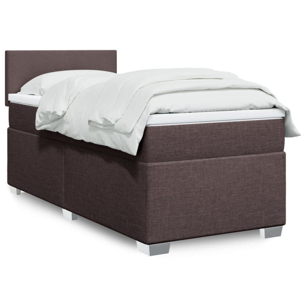 Produktbild för Ramsäng med madrass mörkbrun 90x190 cm tyg