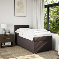 Produktbild för Ramsäng med madrass mörkbrun 90x190 cm tyg