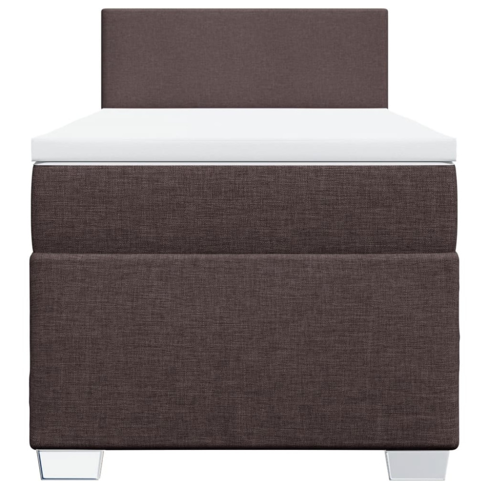 Produktbild för Ramsäng med madrass mörkbrun 90x190 cm tyg