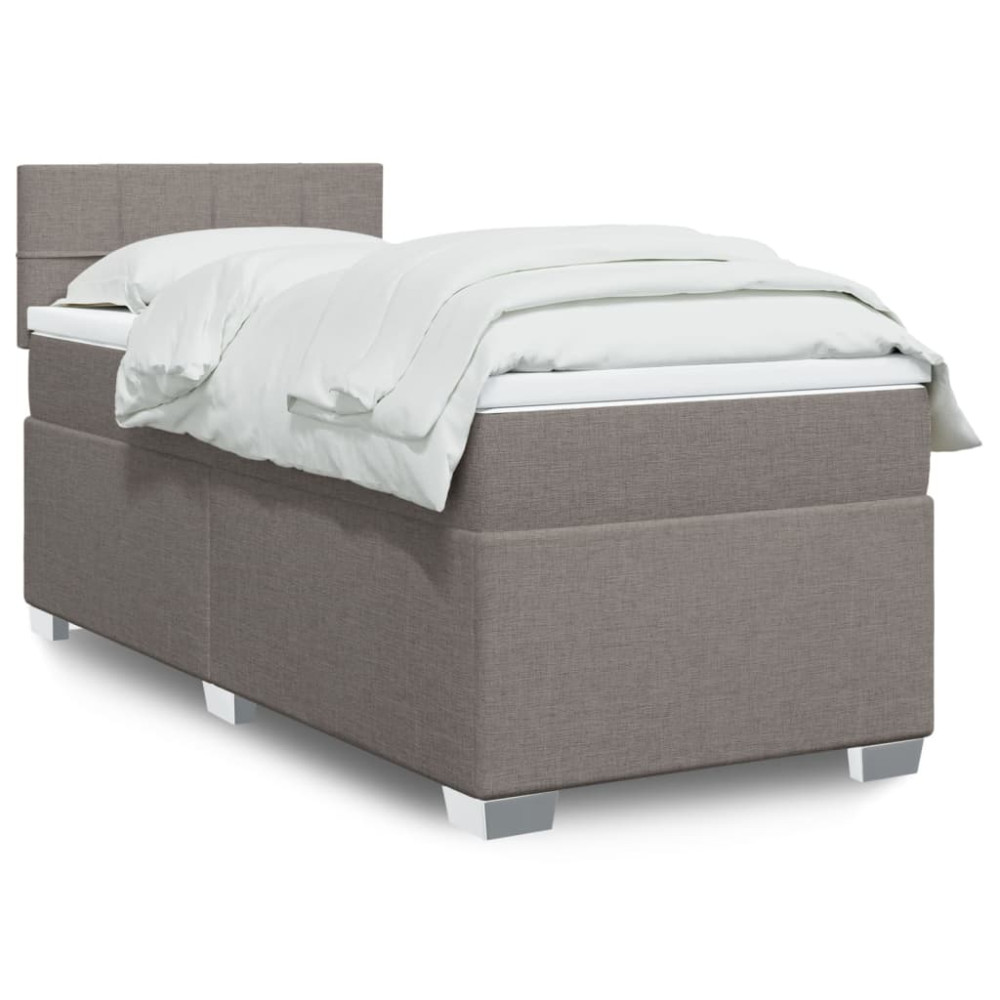 Produktbild för Ramsäng med madrass taupe 100x200 cm tyg