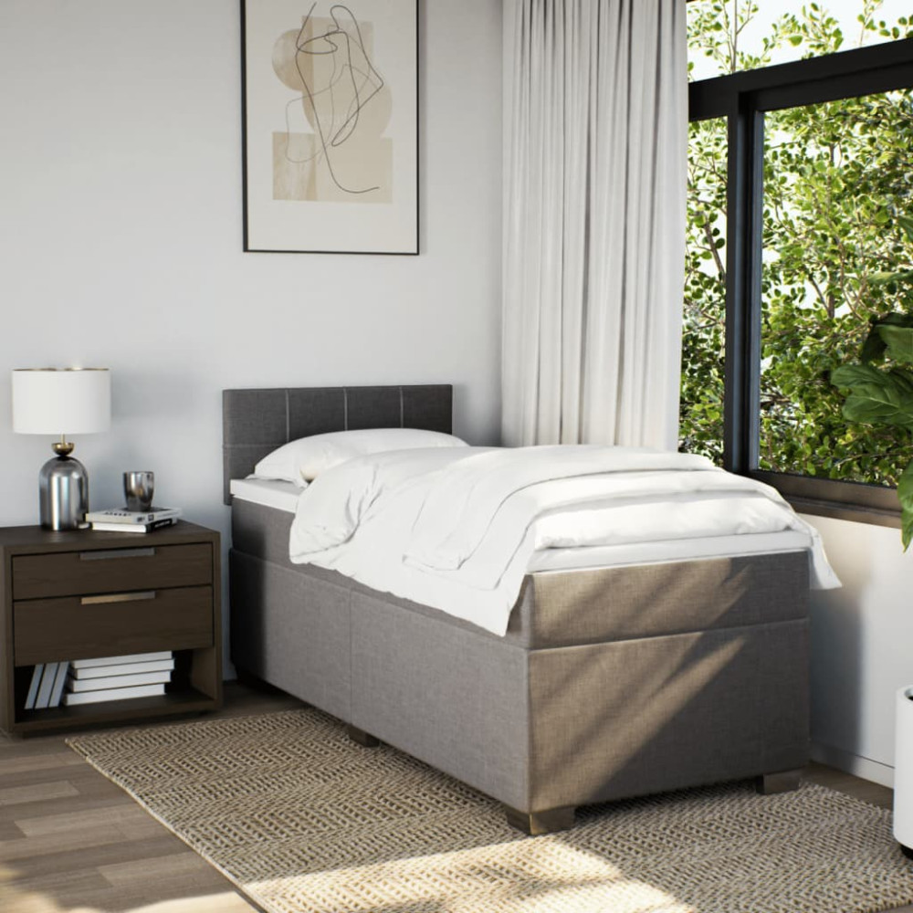 Produktbild för Ramsäng med madrass taupe 100x200 cm tyg