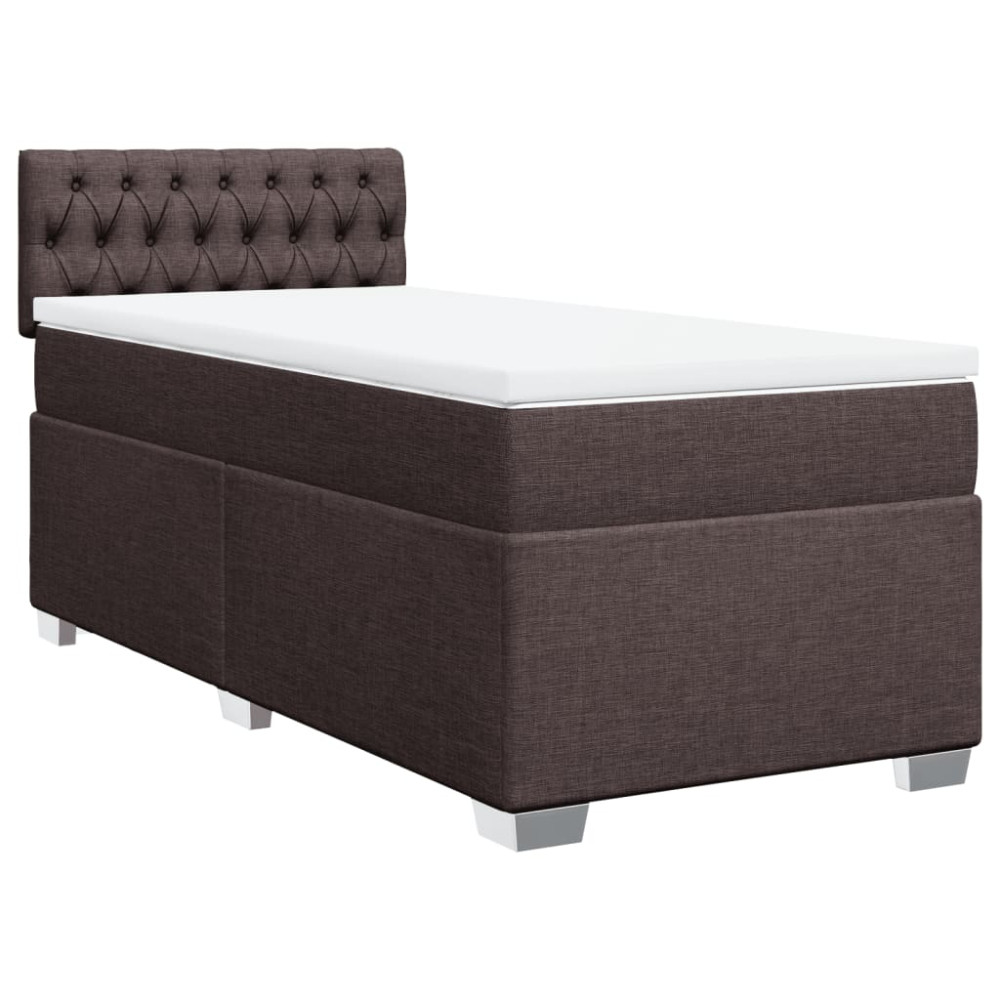 Produktbild för Ramsäng med madrass mörkbrun 90x190 cm tyg